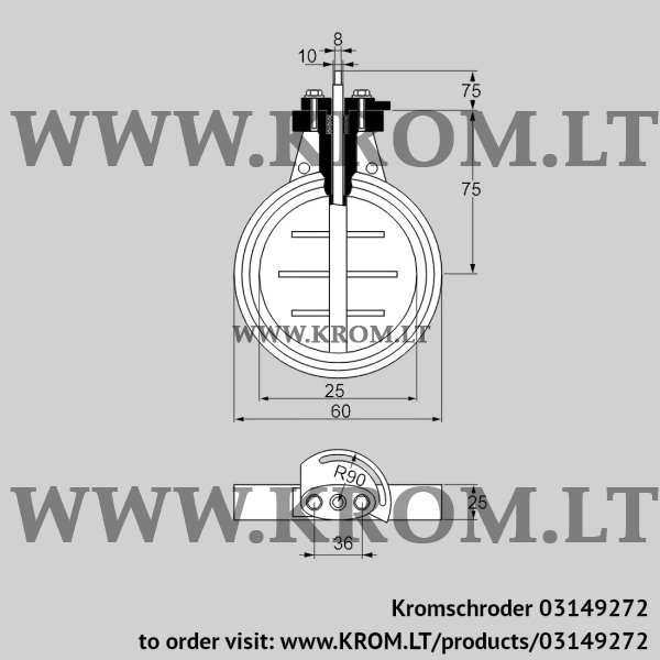 Kromschroder DKR 25Z03F450A, 03149272 butterfly valve, 03149272