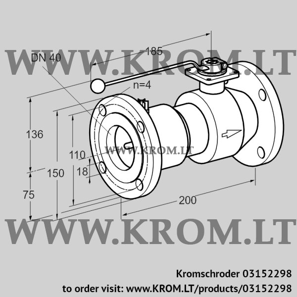 Kromschroder AKT 40F50TAS, 03152298 manual valve, 03152298