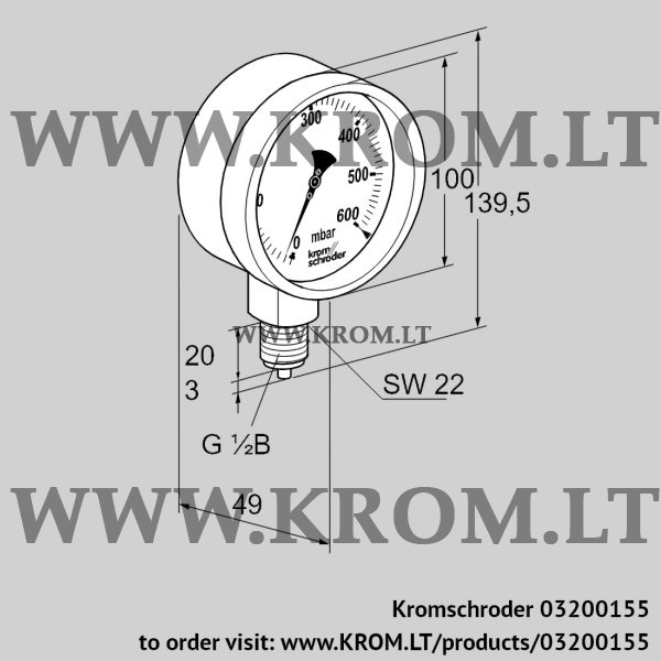 Kromschroder RFM 16RB100, 03200155 pressure gauge, 03200155