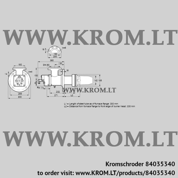 Kromschroder BIC 140LB-300/335-(60)E, 84035340 burner for gas, 84035340