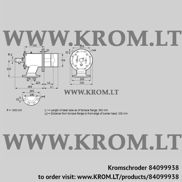 Kromschroder ZIO 200RB-550/335-(20)DB, 84099938 burner for gas, 84099938