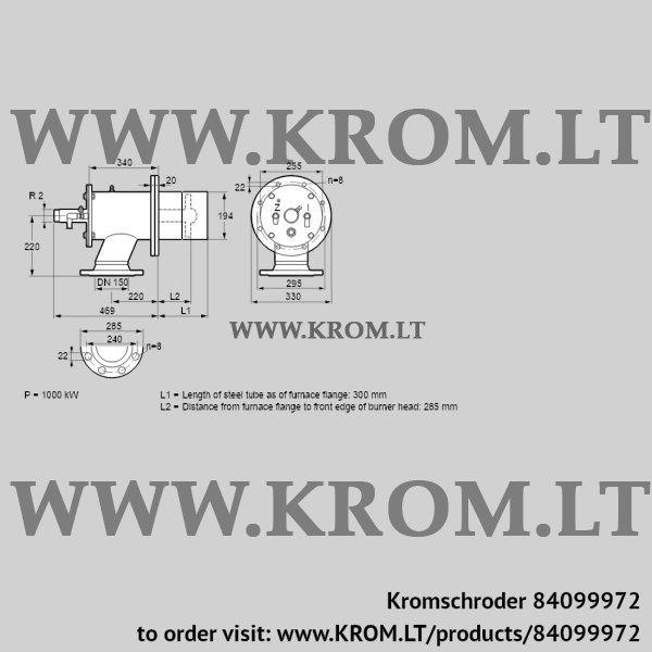 Kromschroder ZIO 200RD-300/285-(40)D, 84099972 burner for gas, 84099972