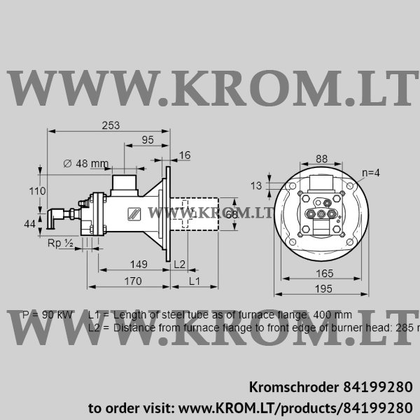 Kromschroder BIOA 65RM-400/285-(71)DB, 84199280 burner for gas, 84199280