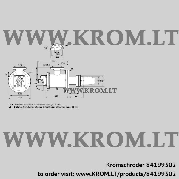 Kromschroder BICW 100HB-0/35-(37E)GH, 84199302 burner for gas, 84199302