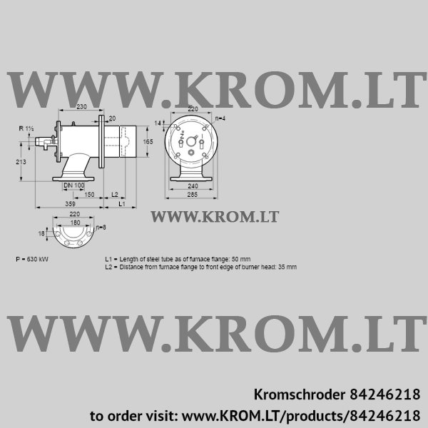 Kromschroder ZIO 165RM-50/35-(26)D, 84246218 burner for gas, 84246218