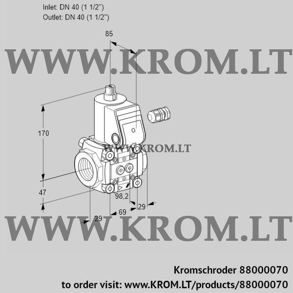 Kromschroder VAS 2T40N/NQ, 88000070 gas solenoid valve, 88000070