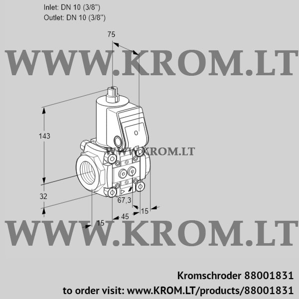 Kromschroder VAS 1T10N/NQ, 88001831 gas solenoid valve, 88001831