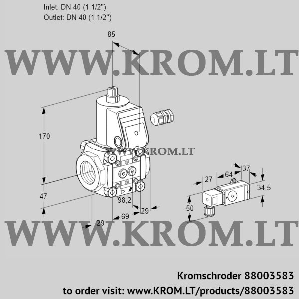 Kromschroder VAS 240R/NK, 88003583 gas solenoid valve, 88003583