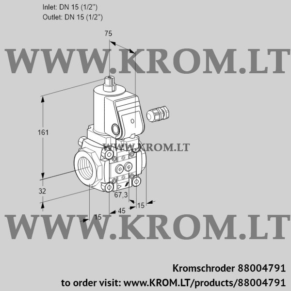 Kromschroder VAS 115R/NKSR, 88004791 gas solenoid valve, 88004791