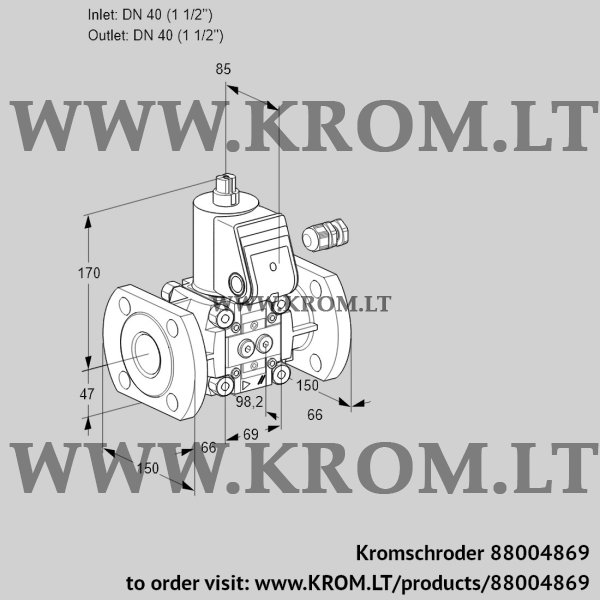 Kromschroder VAS 240F/NK, 88004869 gas solenoid valve, 88004869