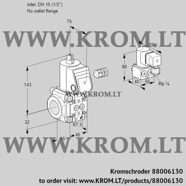 Kromschroder VAS 115/-R/NQ, 88006130 gas solenoid valve, 88006130