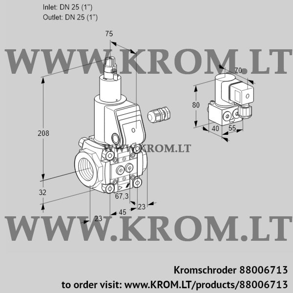 Kromschroder VAS 125R/LW, 88006713 gas solenoid valve, 88006713