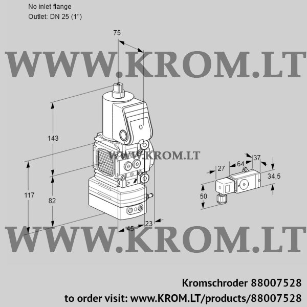 Kromschroder VAG 1-/25R/NWAN, 88007528 air/gas ratio control, 88007528