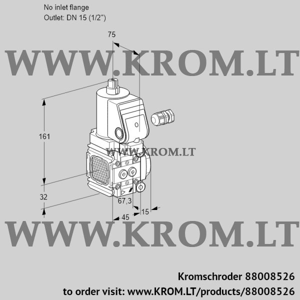 Kromschroder VAS 1-/15R/NWGR, 88008526 gas solenoid valve, 88008526