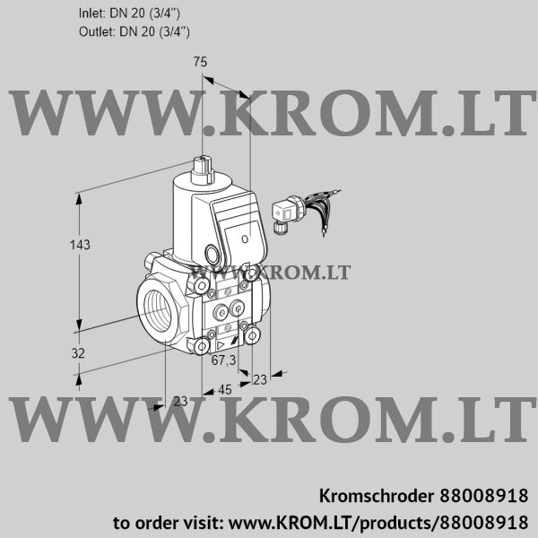 Kromschroder VAS 120R/NW, 88008918 gas solenoid valve, 88008918
