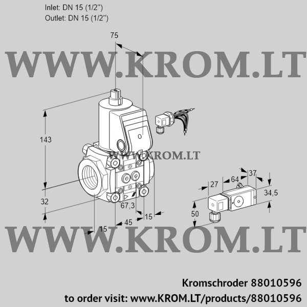 Kromschroder VAS 115R/NW, 88010596 gas solenoid valve, 88010596