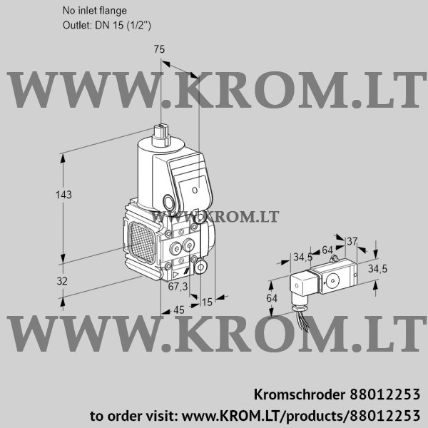 Kromschroder VAS 1T-/15N/NQ, 88012253 gas solenoid valve, 88012253