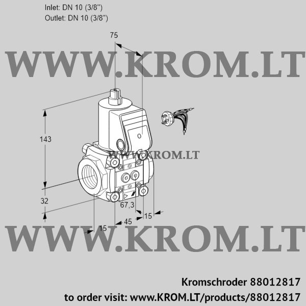 Kromschroder VAS 110R/NK, 88012817 gas solenoid valve, 88012817