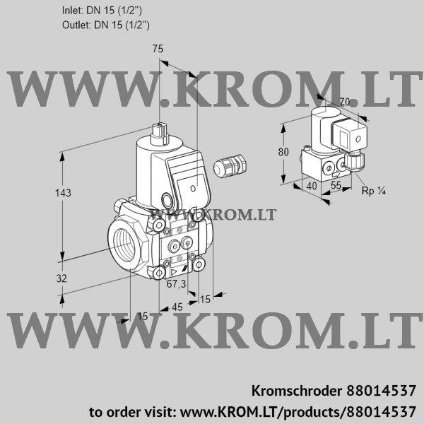 Kromschroder VAS 115R/NW, 88014537 gas solenoid valve, 88014537