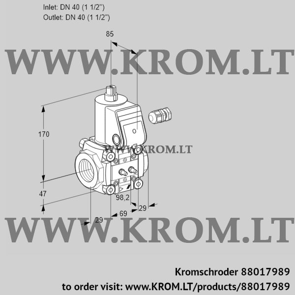 Kromschroder VAS 240R/NW, 88017989 gas solenoid valve, 88017989