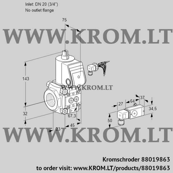 Kromschroder VAS 120/-R/NW, 88019863 gas solenoid valve, 88019863