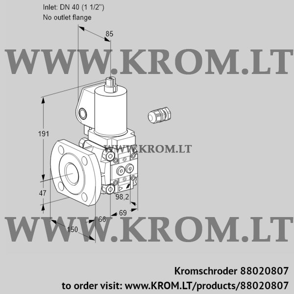 Kromschroder VAS 240/-F/NWSL, 88020807 gas solenoid valve, 88020807