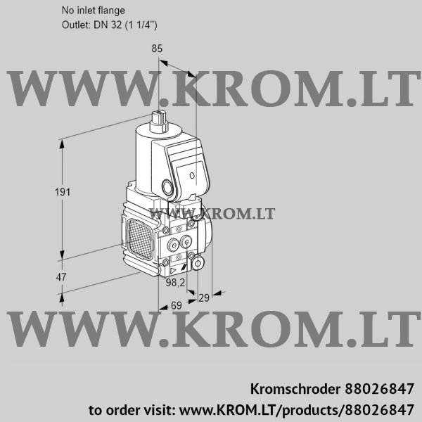 Kromschroder VAS 2T-/32N/NKGR, 88026847 gas solenoid valve, 88026847