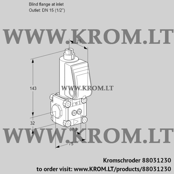 Kromschroder VAS 1-0/15R/NWSL, 88031230 gas solenoid valve, 88031230