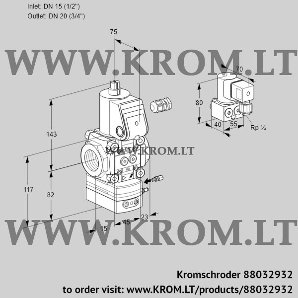 Kromschroder VAG 115/20R/NWAE, 88032932 air/gas ratio control, 88032932