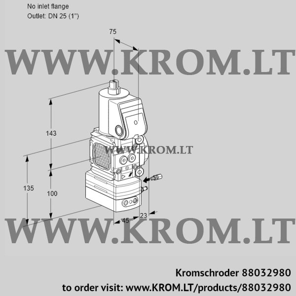 Kromschroder VAH 1-/25R/NWAE, 88032980 flow rate regulator, 88032980