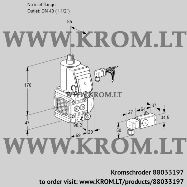Kromschroder VAS 2-/40R/NQ, 88033197 gas solenoid valve, 88033197