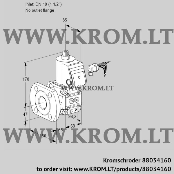 Kromschroder VAS 240/-F/NK, 88034160 gas solenoid valve, 88034160