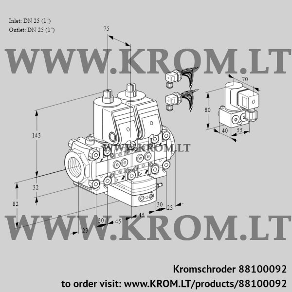 Kromschroder VCG 1E25R/25R05F2NGEVWR6/PPPP/PPBY, 88100092 air/gas ratio control, 88100092