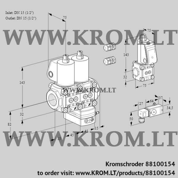Kromschroder VCD 1E15R/15R05ND-100WL3/PPZS/2--3, 88100154 pressure regulator, 88100154