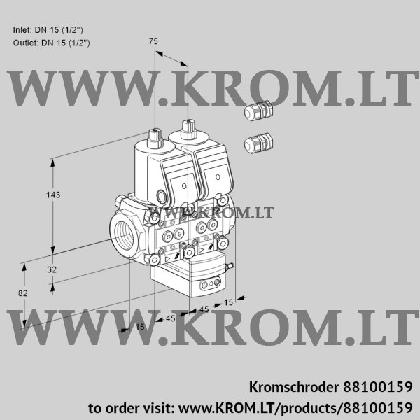 Kromschroder VCG 1E15R/15R05NGEQR3/PPPP/PPPP, 88100159 air/gas ratio control, 88100159