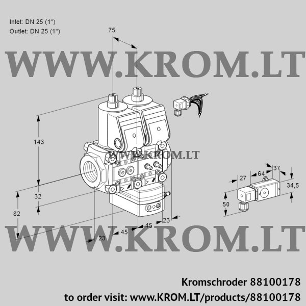 Kromschroder VCD 1E25R/25R05ND-25WR/2-MM/PPPP, 88100178 pressure regulator, 88100178