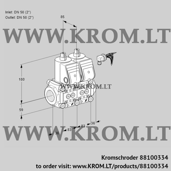 Kromschroder VCS 3E50R/50R05NNWR/PPPP/PPPP, 88100334 double solenoid valve, 88100334