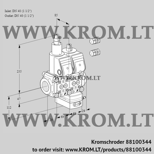 Kromschroder VCD 2E40R/40R05LD-100WR3/PPPP/PPPP, 88100344 pressure regulator, 88100344
