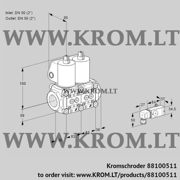 Kromschroder VCS 3E50R/50R05NNWL/PPPP/3--3, 88100511 double solenoid valve, 88100511