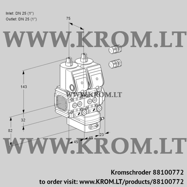 Kromschroder VCG 1E25R/25R05FNGEWR3/PPPP/PPPP, 88100772 air/gas ratio control, 88100772