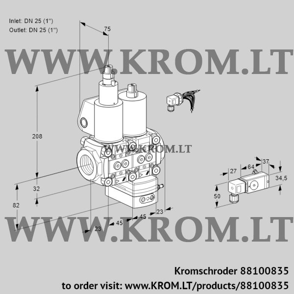Kromschroder VCG 1E25R/25R05LGNWL/PPPP/2-PP, 88100835 air/gas ratio control, 88100835