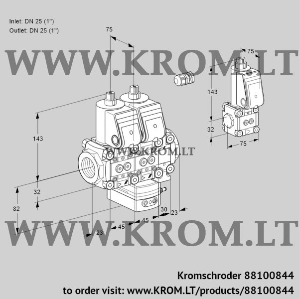 Kromschroder VCG 1E25R/25R05NGEVWR/PPPP/PPBS, 88100844 air/gas ratio control, 88100844