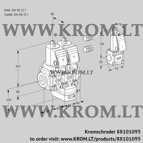 Kromschroder VCG 3E50R/50R05NGEWSR3/PPPP/PPBS, 88101095 air/gas ratio control, 88101095
