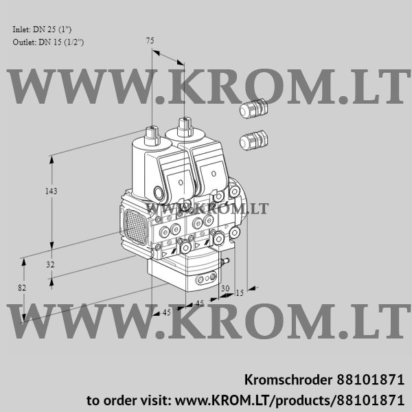 Kromschroder VCG 1E25R/15R05FNGEVWR3/PPPP/PPPP, 88101871 air/gas ratio control, 88101871