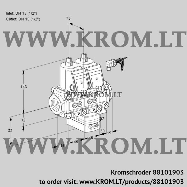 Kromschroder VCH 1E15R/15R05NHEVWR/PPPP/PPPP, 88101903 flow rate regulator, 88101903