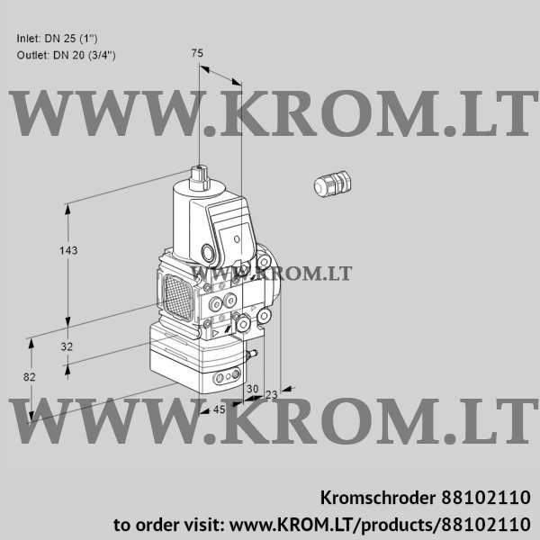 Kromschroder VAD 1E25R/20R05FD-50VWR/PP/PP, 88102110 pressure regulator, 88102110