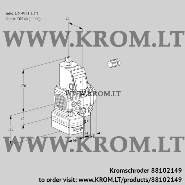 Kromschroder VAD 2E40F/40R05FD-100VWR/PP/PP, 88102149 pressure regulator, 88102149