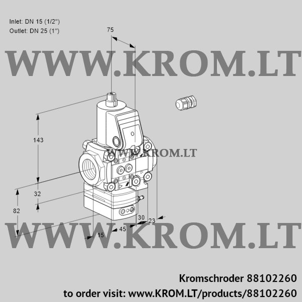 Kromschroder VAG 1E15R/25R05GEVWR/PP/PP, 88102260 air/gas ratio control, 88102260