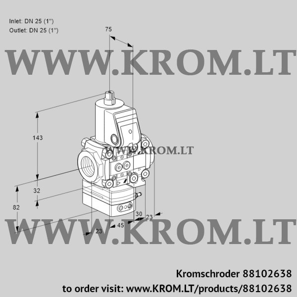 Kromschroder VAH 1T25N/25N05HAVQR/PP/PP, 88102638 flow rate regulator, 88102638