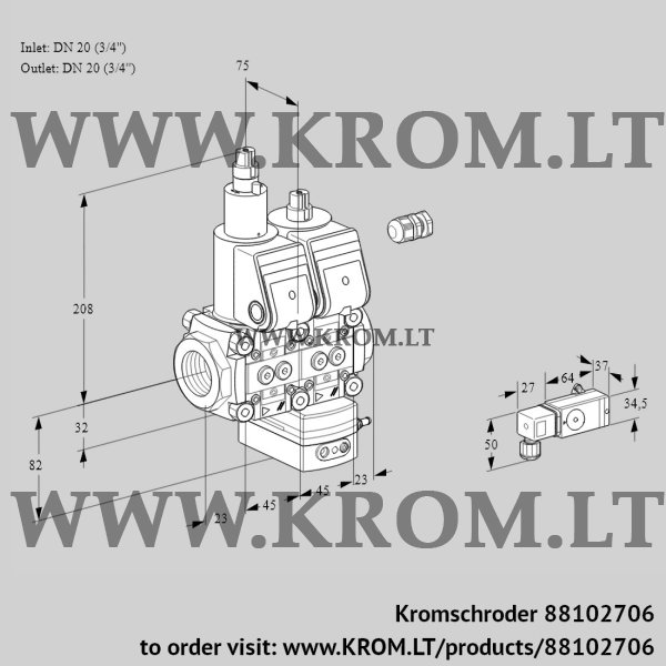 Kromschroder VCD 1E20R/20R05LD-25WR/2--3/PPMM, 88102706 pressure regulator, 88102706